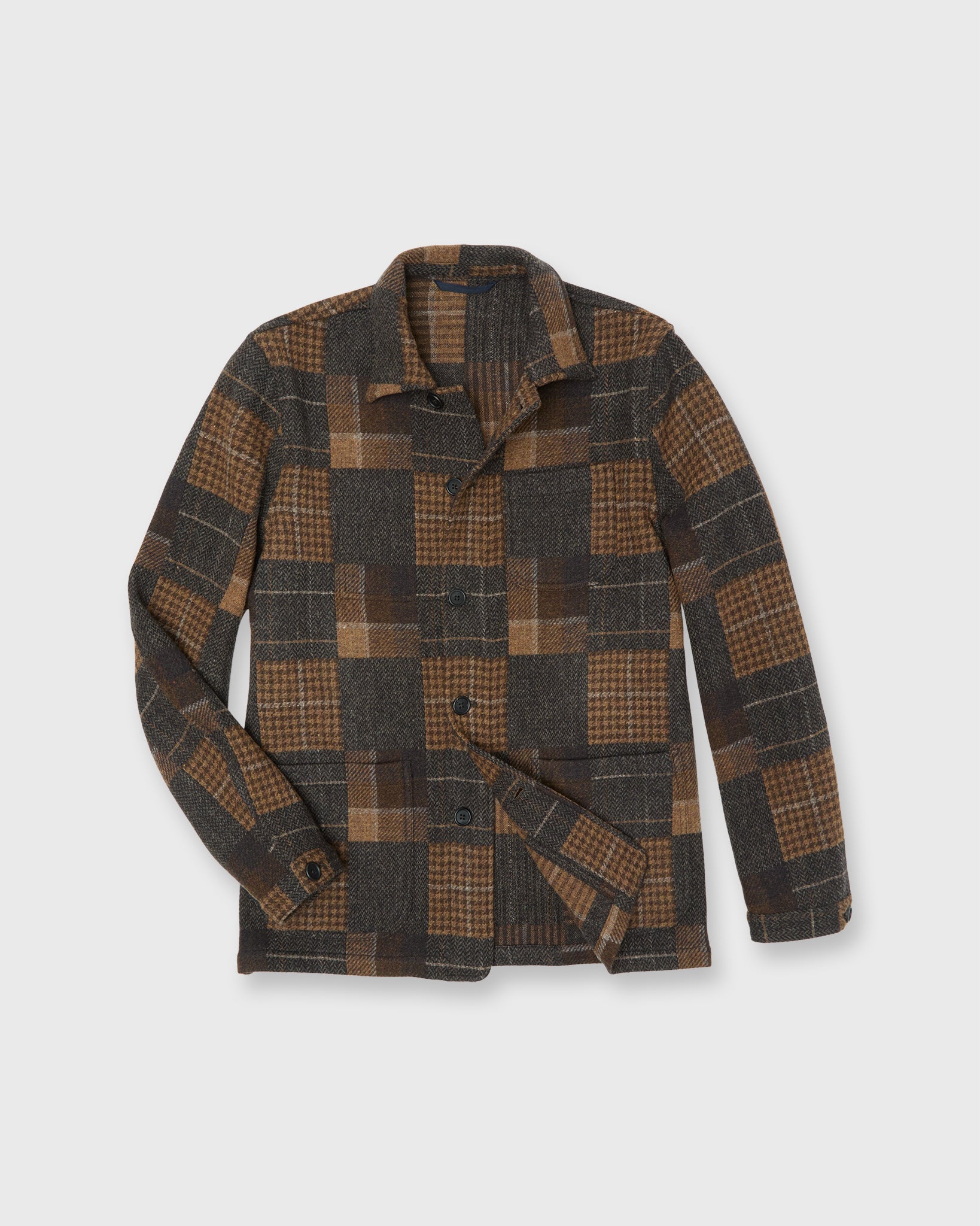 Chore Jacket in Brown Wool Patchwork