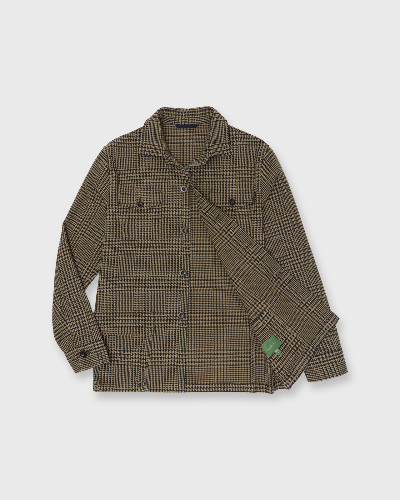Military Jacket in Oat/Olive/Navy Plaid Hopsack