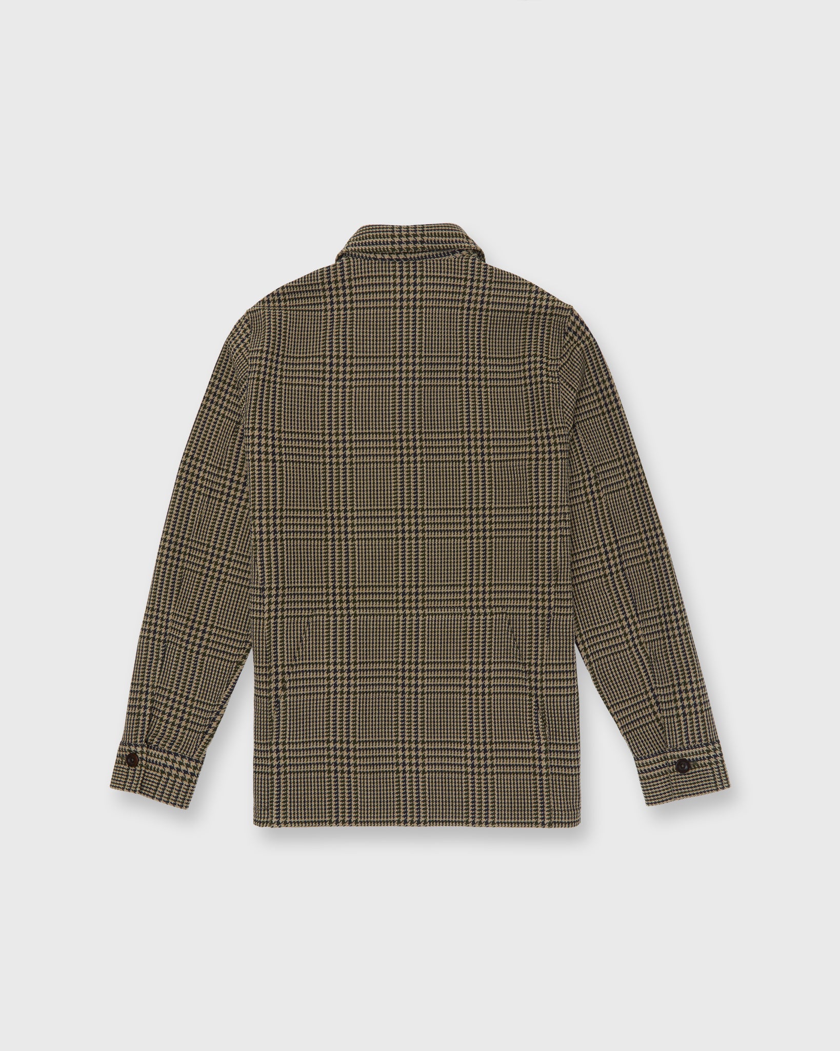 Military Jacket in Oat/Olive/Navy Plaid Hopsack