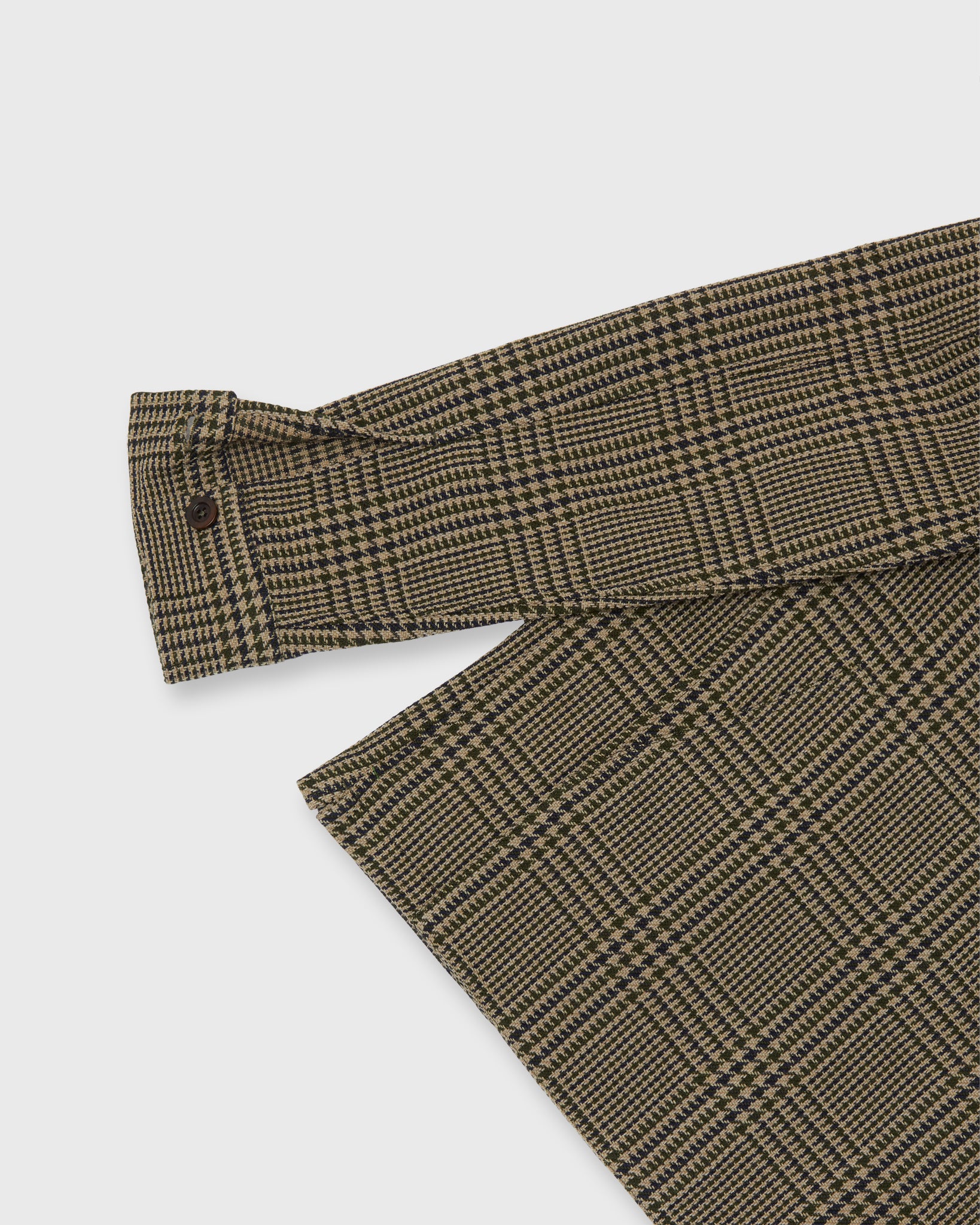 Military Jacket in Oat/Olive/Navy Plaid Hopsack