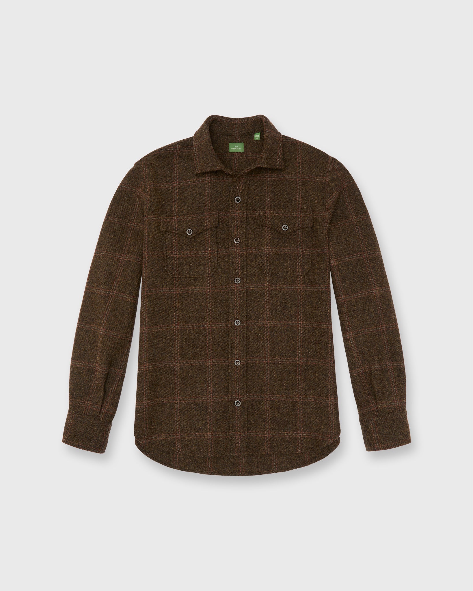 CPO Shirt in Brown/Red/Khaki Windowpane Tweed
