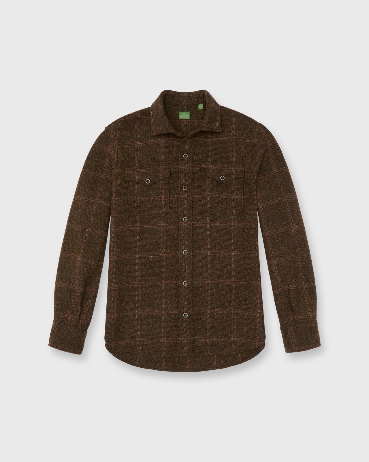 CPO Shirt in Brown/Red/Khaki Windowpane Tweed
