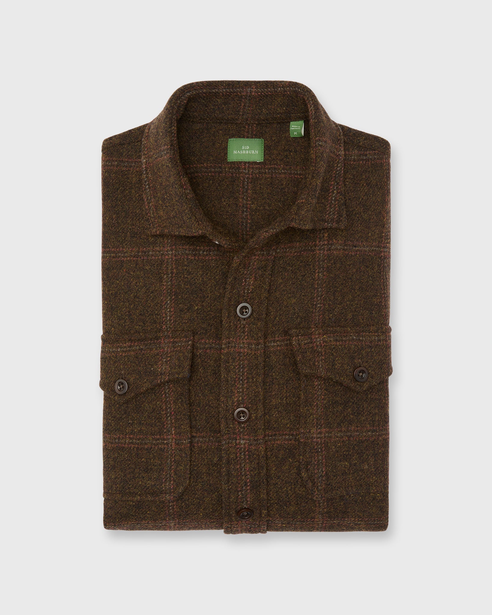 CPO Shirt in Brown/Red/Khaki Windowpane Tweed