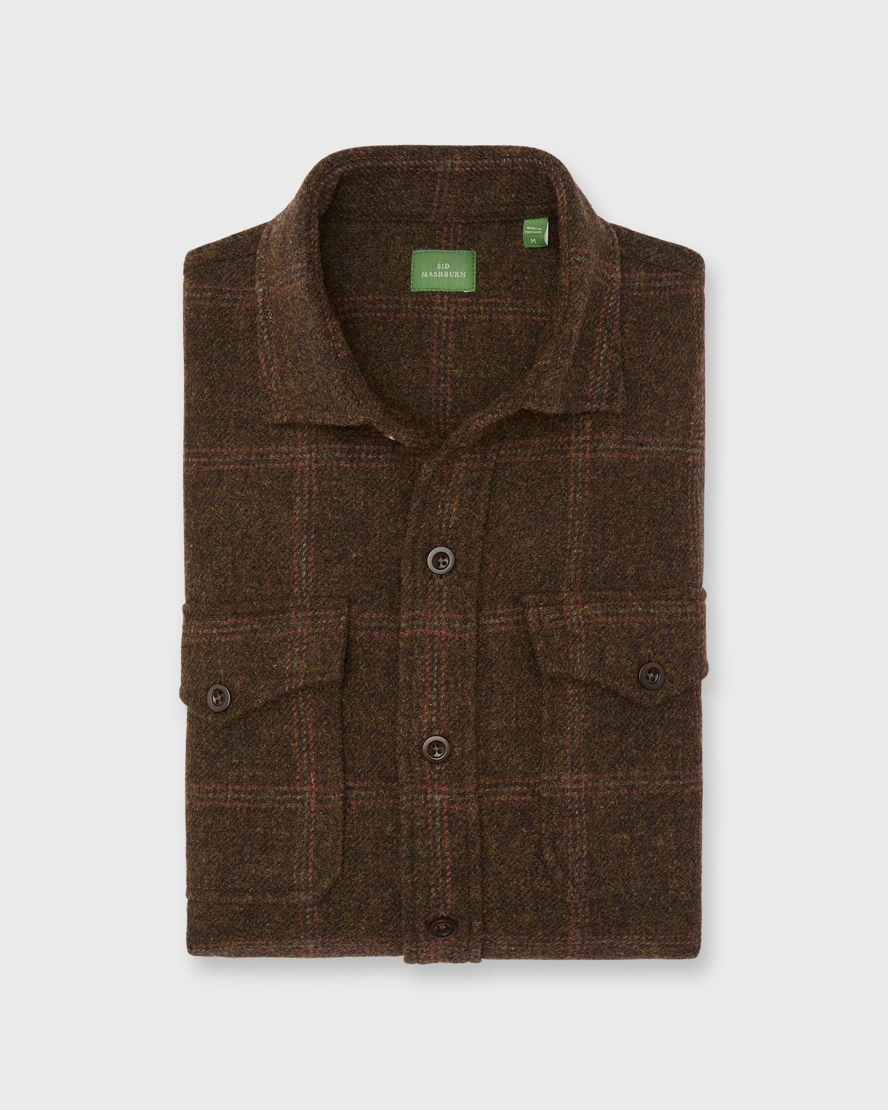 CPO Shirt in Brown/Red/Khaki Windowpane Tweed