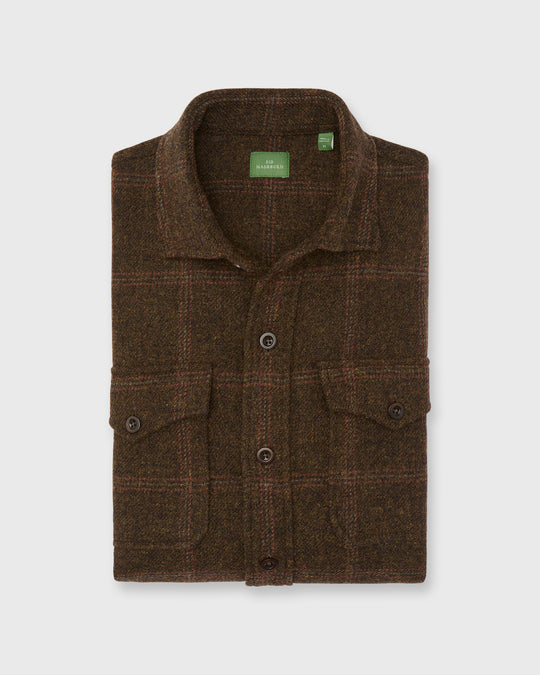 CPO Shirt in Brown/Red/Khaki Windowpane Tweed