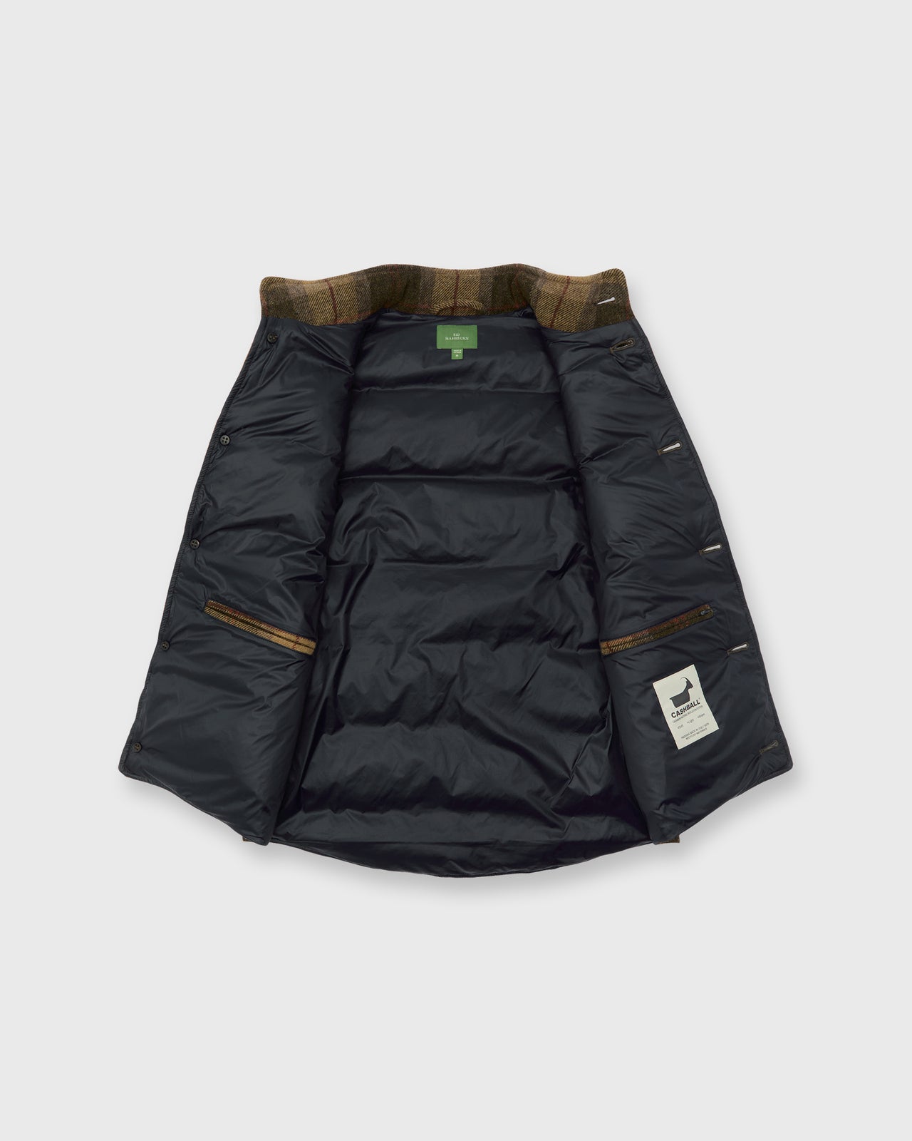 Cashball Vest in Khaki/Brown/Red Plaid Tweed