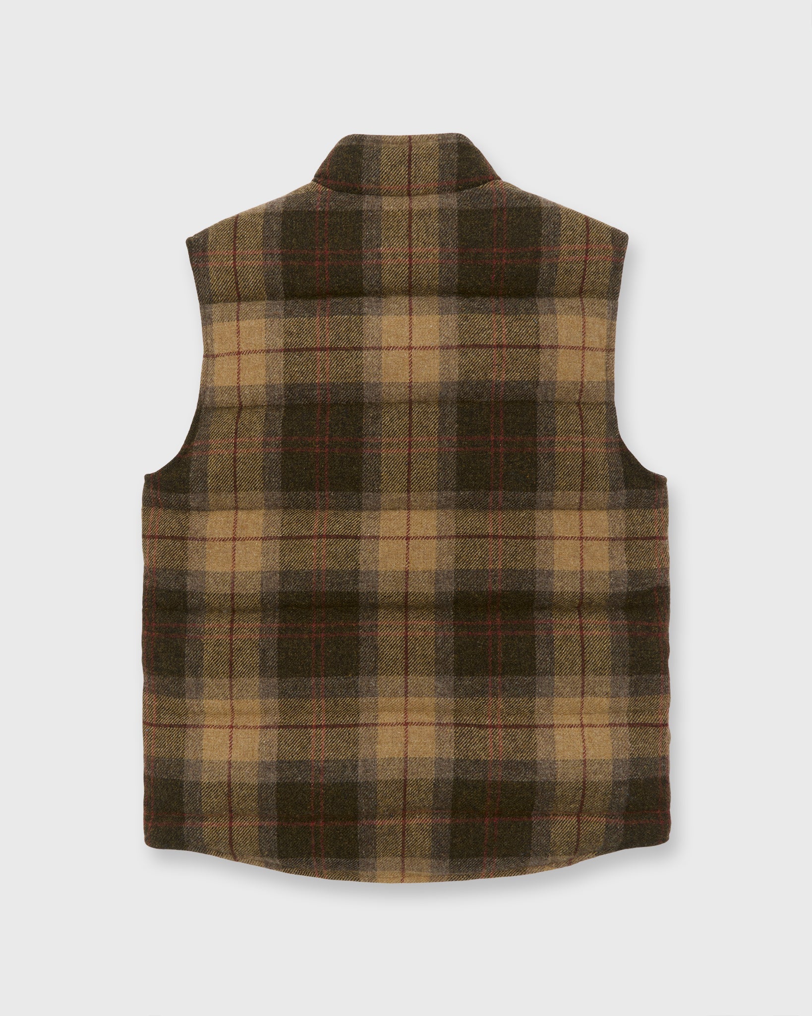 Cashball Vest in Khaki/Brown/Red Plaid Tweed