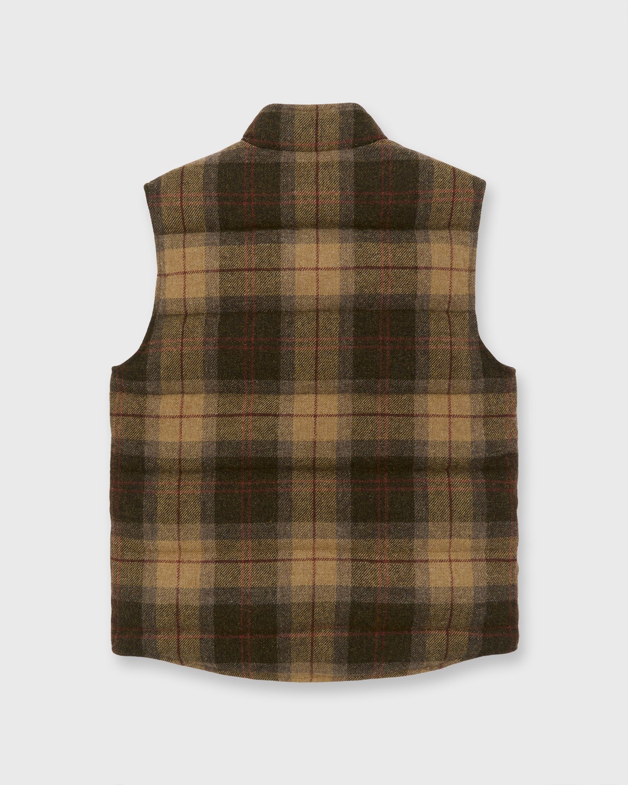 Cashball Vest in Khaki/Brown/Red Plaid Tweed