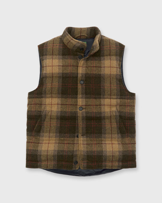 Cashball Vest in Khaki/Brown/Red Plaid Tweed
