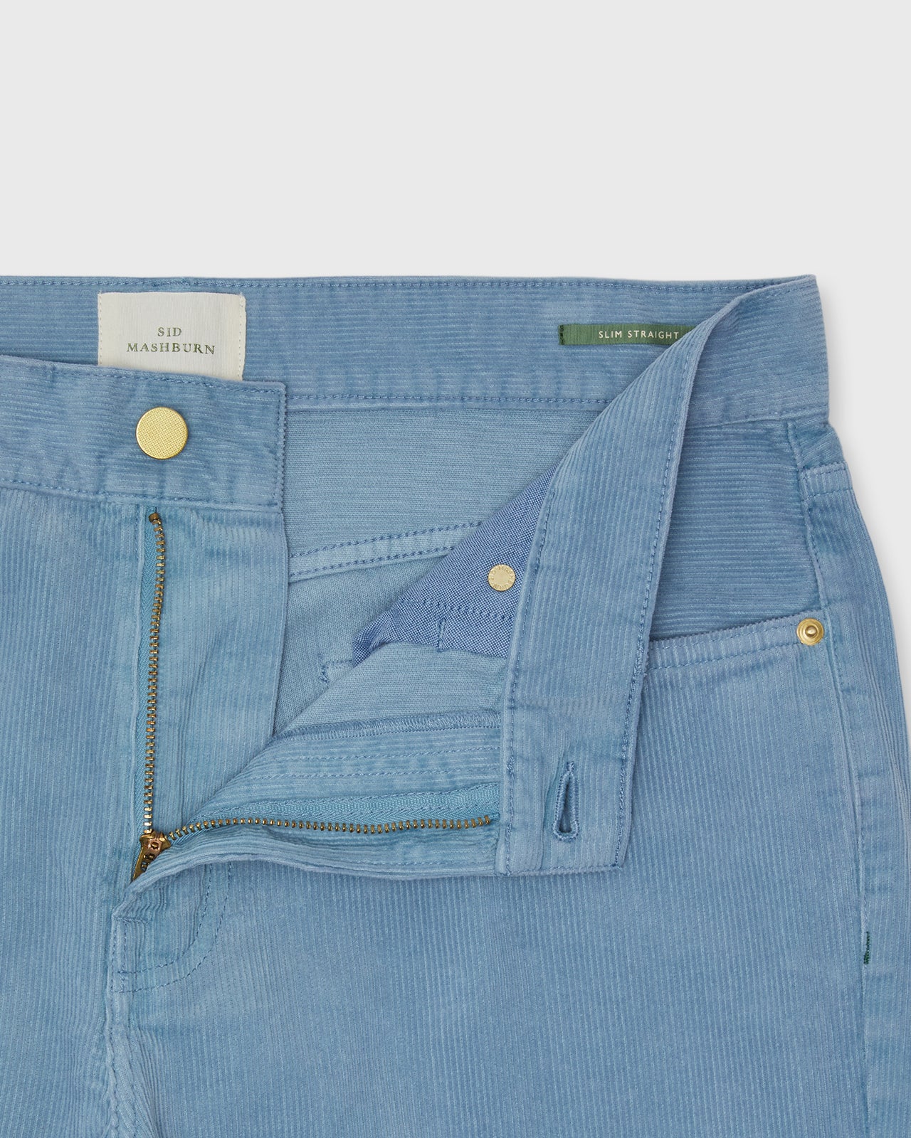 Slim Straight 5-Pocket Pant in Sky Garment-Dyed Corduroy