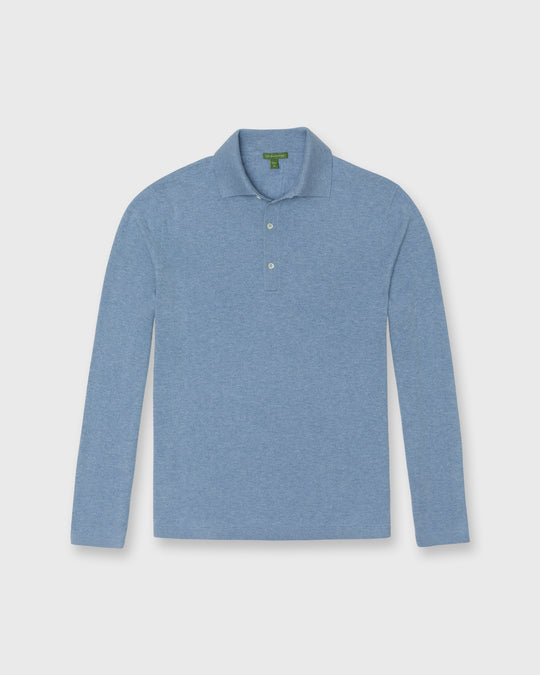 Long-Sleeved Rally Polo Sweater in Blue Sky Cotton/Cashmere