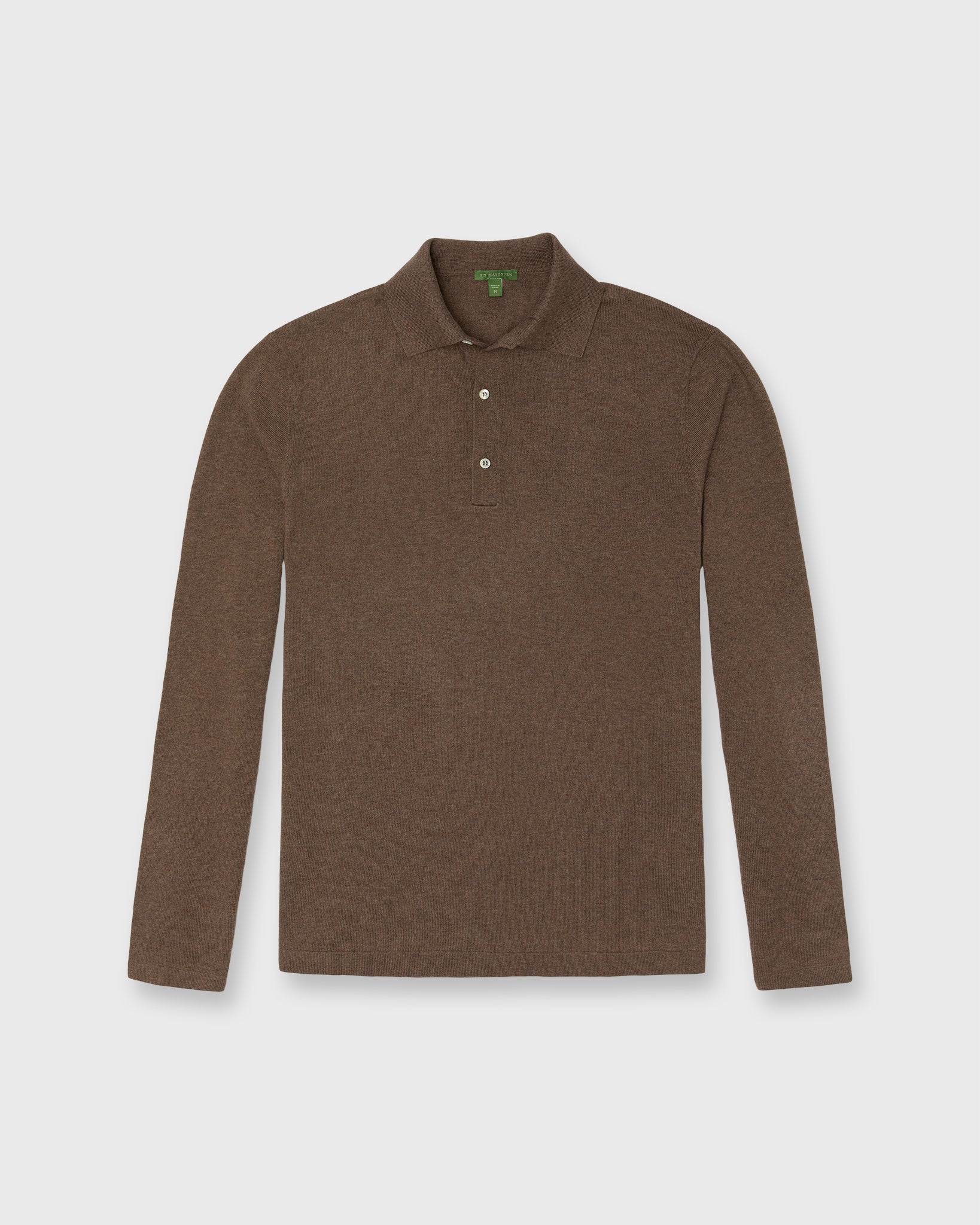 Long-Sleeved Rally Polo Sweater in Feather Taupe Cotton/Cashmere
