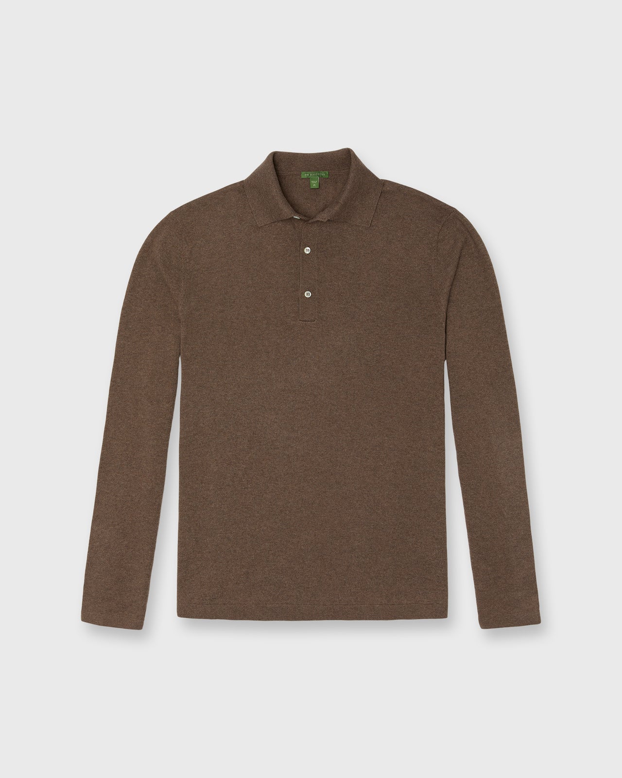 Long-Sleeved Rally Polo Sweater in Feather Taupe Cotton/Cashmere