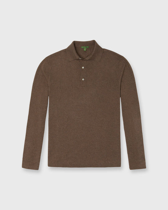 Long-Sleeved Rally Polo Sweater in Feather Taupe Cotton/Cashmere