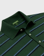 Load image into Gallery viewer, Long-Sleeved Rally Polo Sweater in Forest Walk/Harbour Blue/Neat Navy Striped Cotton/Cashmere
