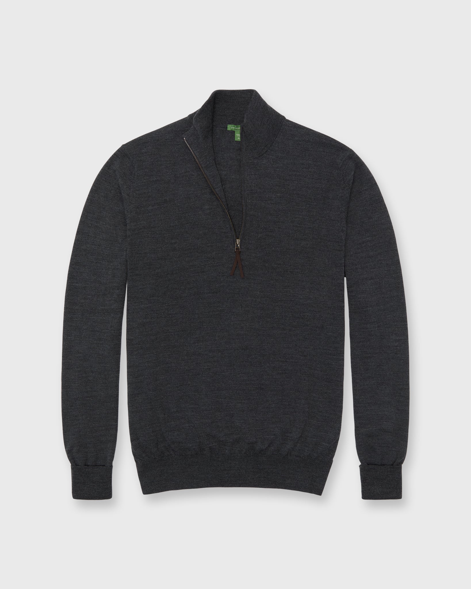 Fine-Gauge Half-Zip Sweater in Charcoal Escorial Wool