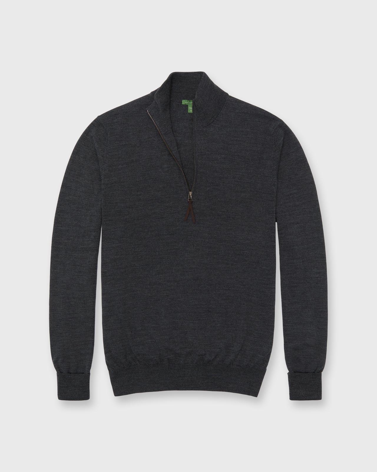 Fine-Gauge Half-Zip Sweater in Charcoal Escorial Wool