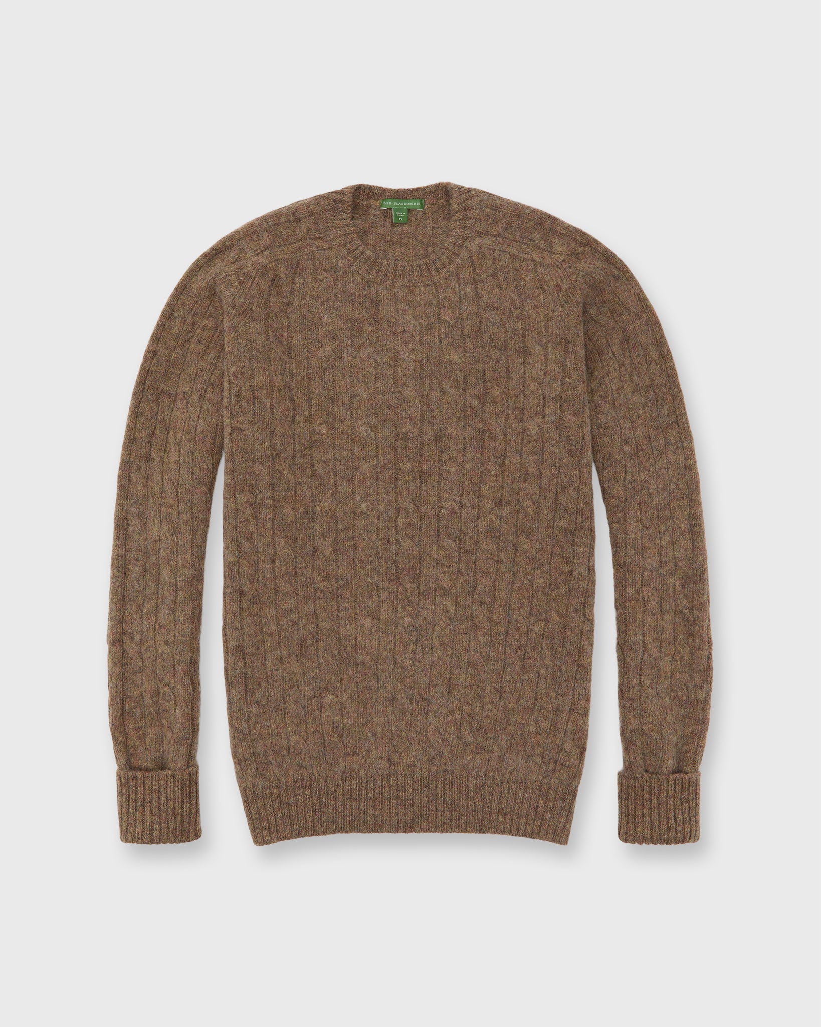 Washed Cable-Knit Crewneck Sweater in Crofter Wool