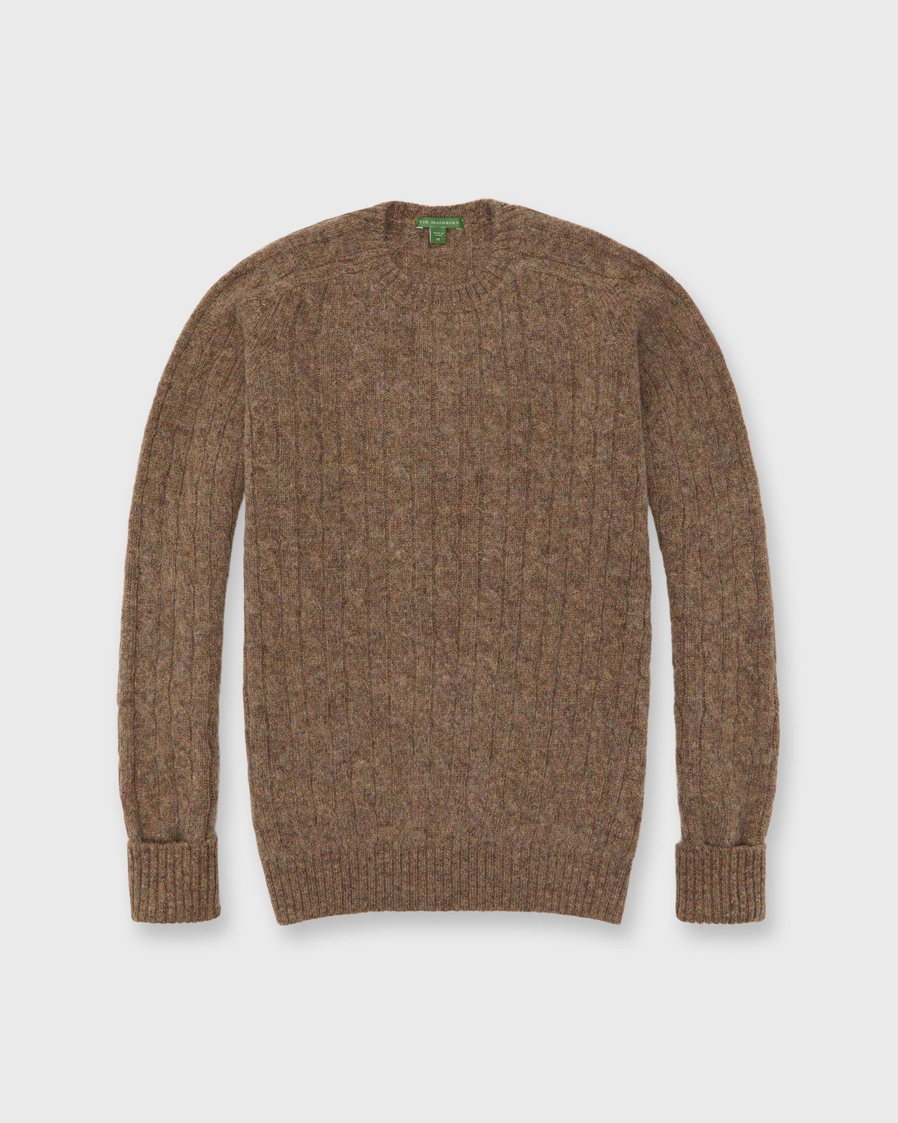 Washed Cable-Knit Crewneck Sweater in Crofter Wool