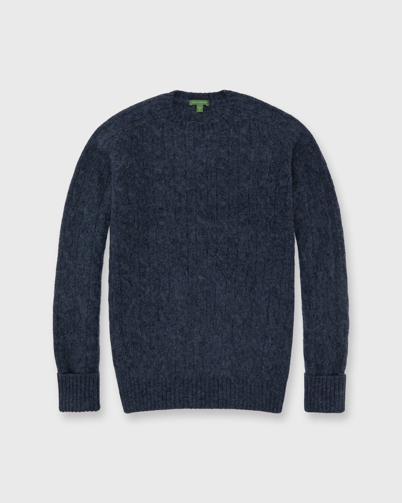 Washed Cable-Knit Crewneck Sweater in Captain Wool