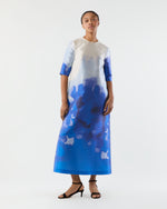 Load image into Gallery viewer, Paige Maxi Dress in Blue Watercolor Printed Mikado
