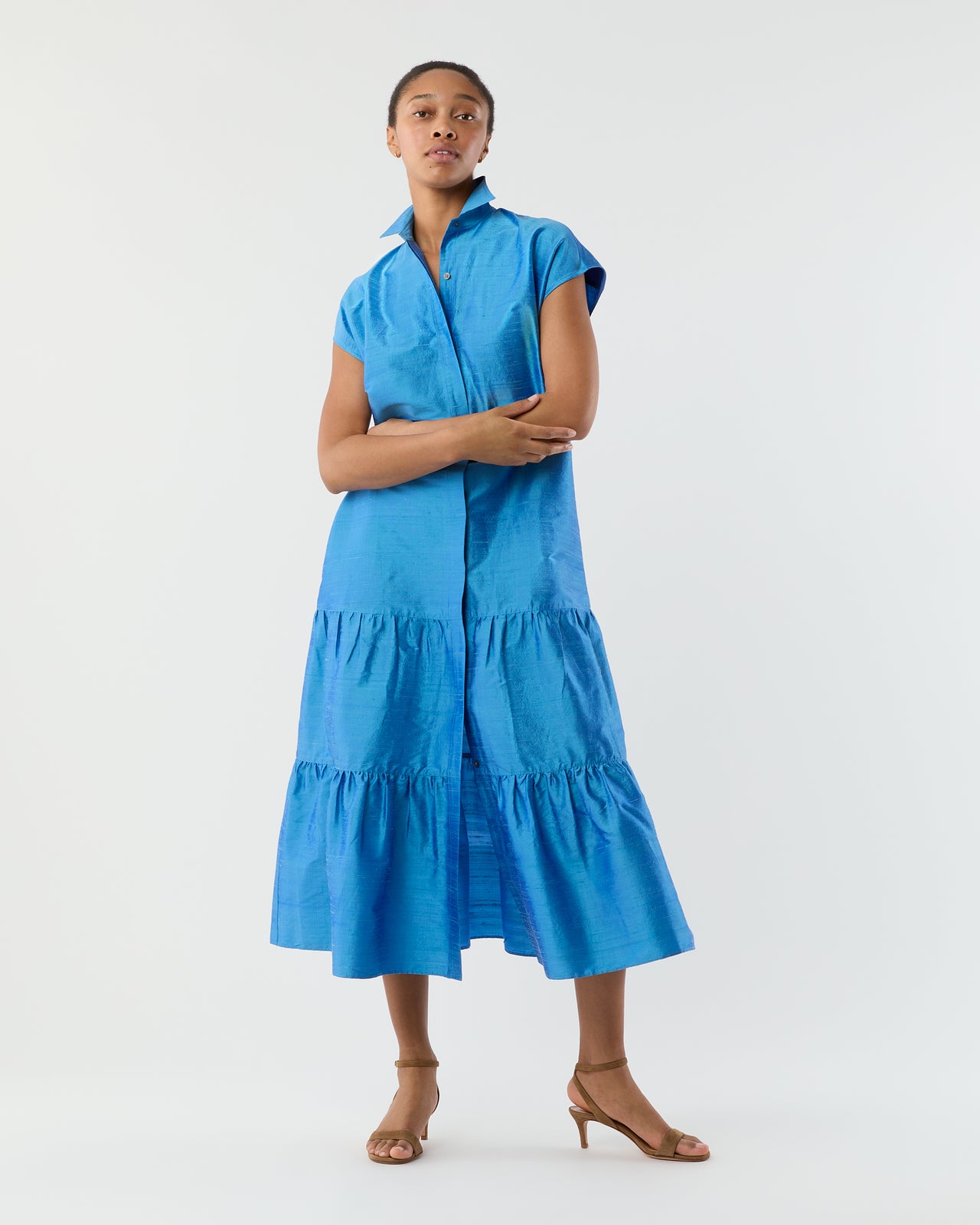 Sophia Dress in Iris Silk Dupioni