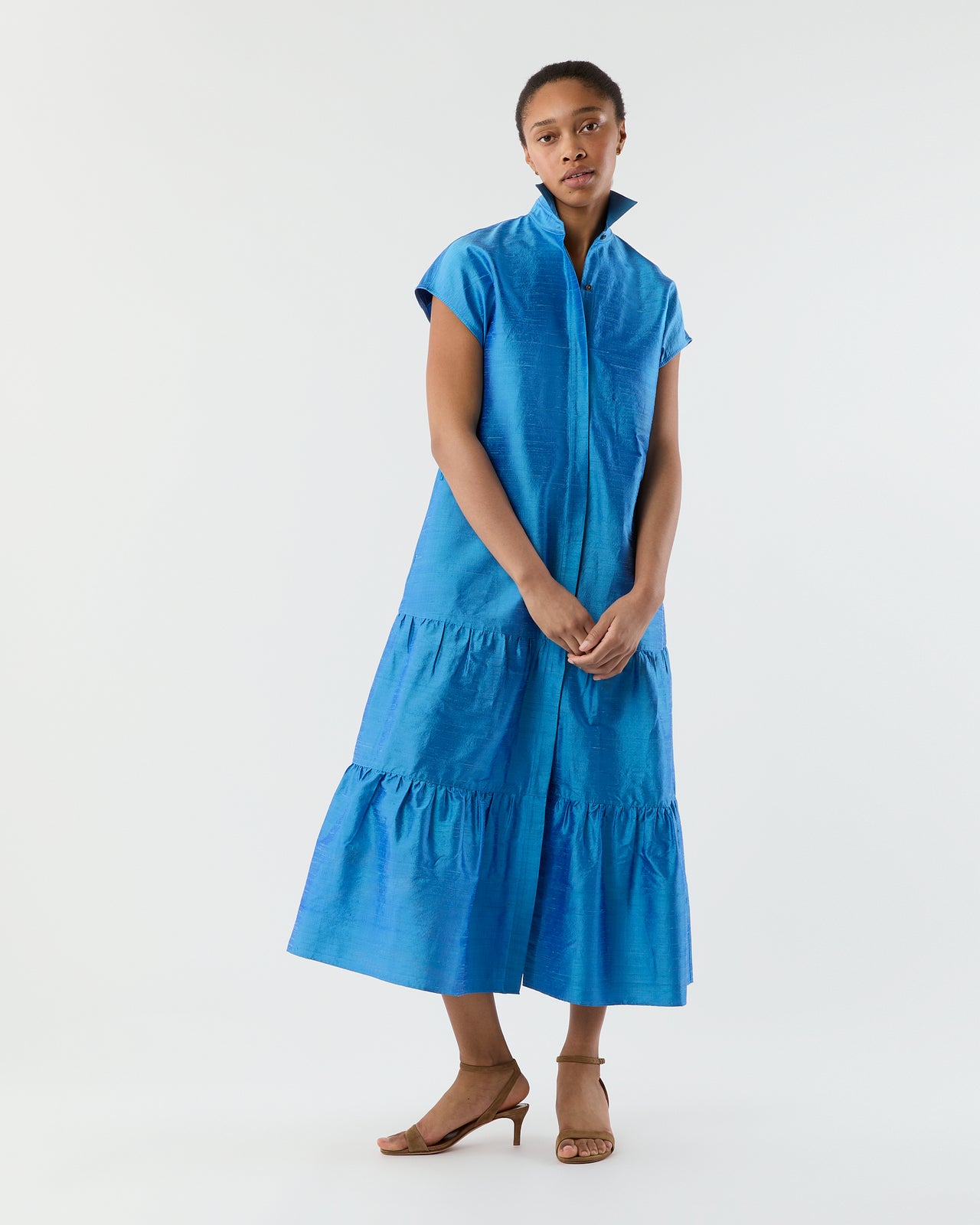 Sophia Dress in Iris Silk Dupioni