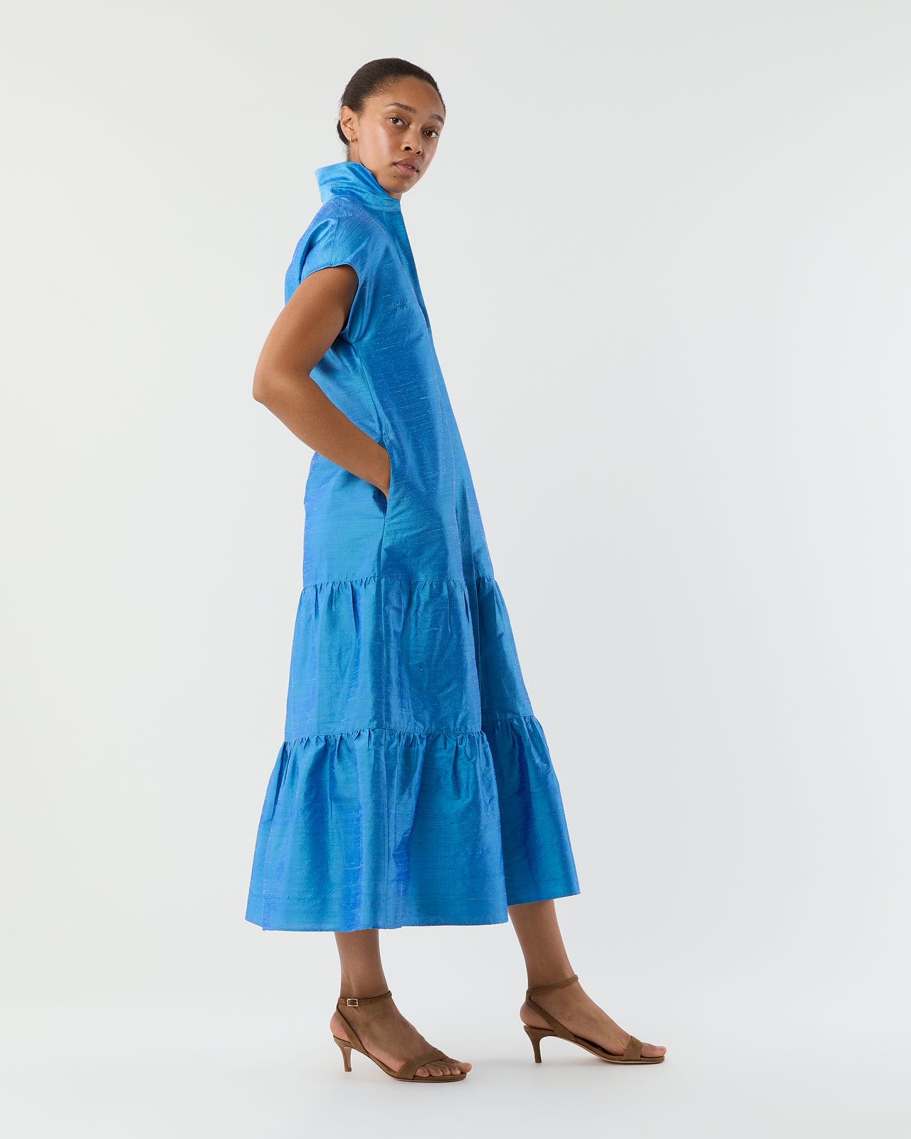 Sophia Dress in Iris Silk Dupioni