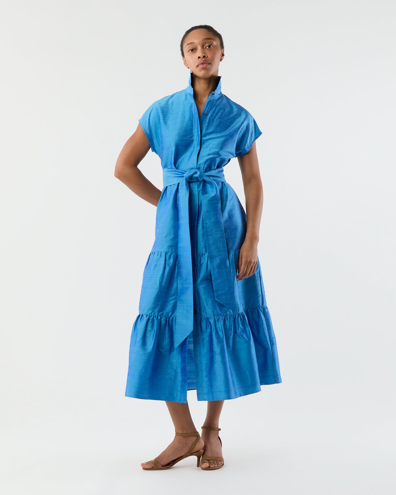 Sophia Dress in Iris Silk Dupioni