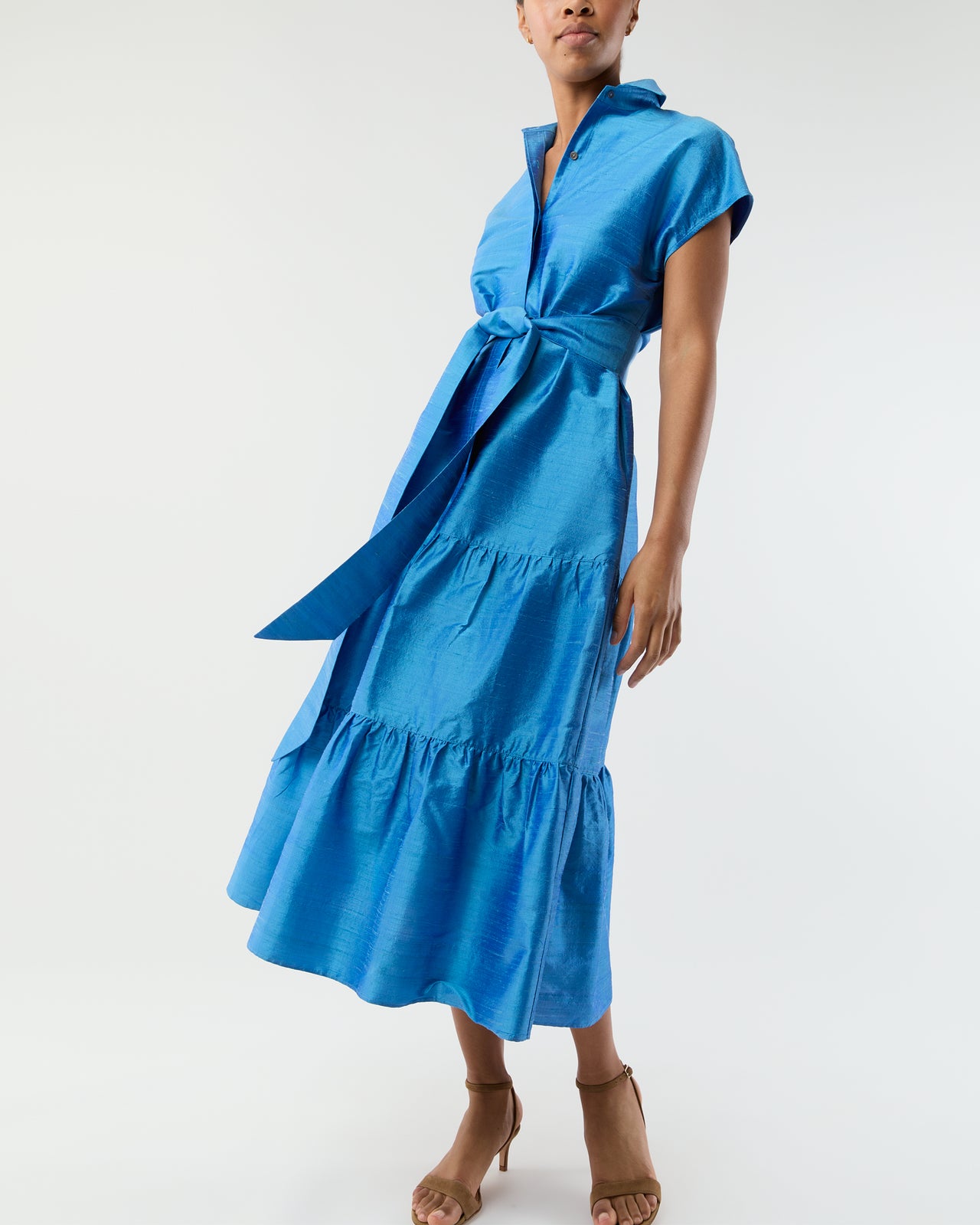 Sophia Dress in Iris Silk Dupioni