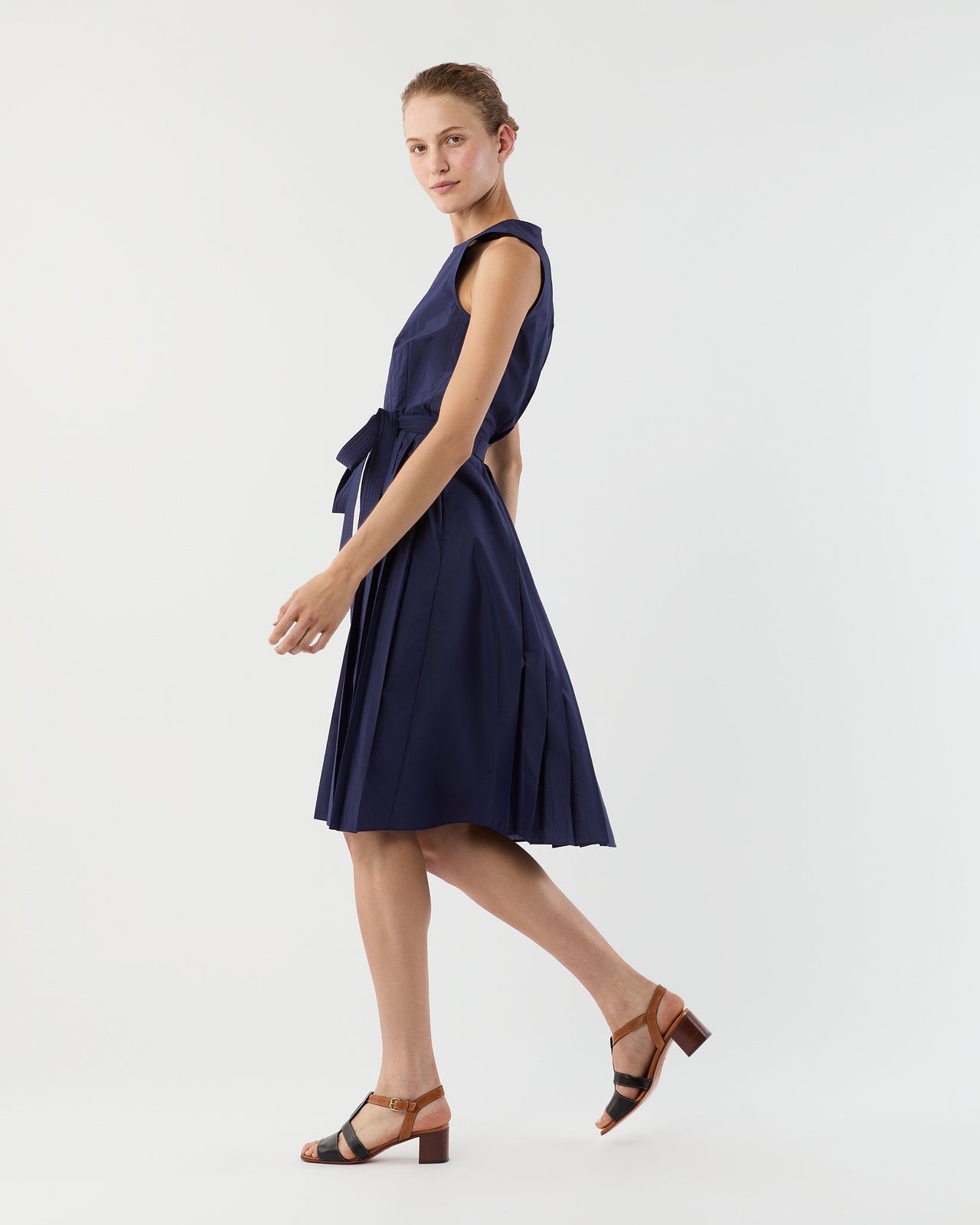 Joelle Dress in Navy Lightweight Poplin