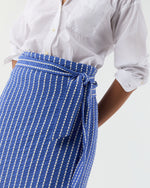 Load image into Gallery viewer, Kara Wrap Skirt in Blue/White Knotted Striped Jacquard
