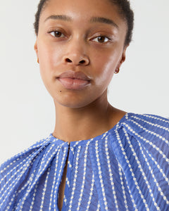 Victoria Blouse in Blue/White Knotted Striped Jacquard