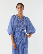 Load image into Gallery viewer, Victoria Blouse in Blue/White Knotted Striped Jacquard
