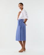 Load image into Gallery viewer, Kara Wrap Skirt in Blue/White Knotted Striped Jacquard
