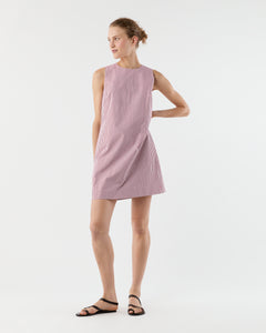 Susy Shift Dress in Red/White Bengal Stripe Compact Cotton