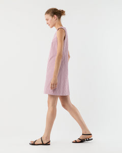 Susy Shift Dress in Red/White Bengal Stripe Compact Cotton