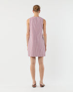 Load image into Gallery viewer, Susy Shift Dress in Red/White Bengal Stripe Compact Cotton
