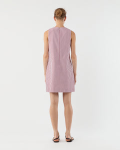 Susy Shift Dress in Red/White Bengal Stripe Compact Cotton