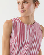 Load image into Gallery viewer, Susy Shift Dress in Red/White Bengal Stripe Compact Cotton
