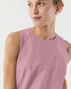Susy Shift Dress in Red/White Bengal Stripe Compact Cotton