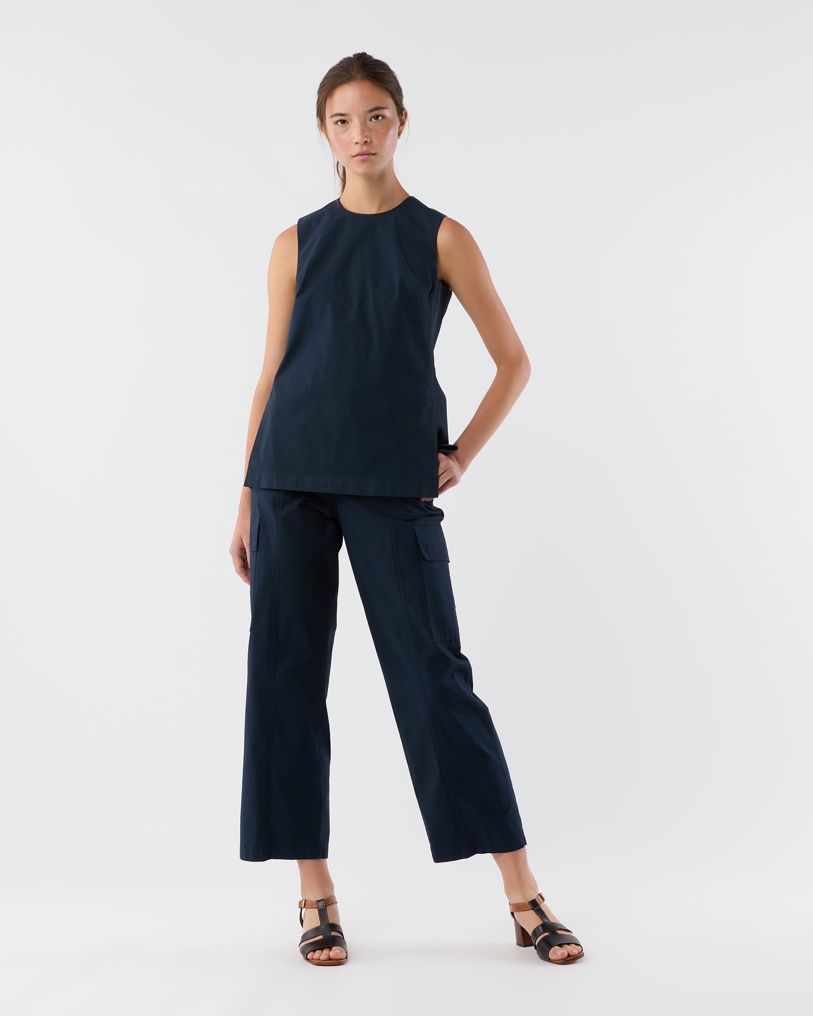 Rory Cargo Pant in Navy Paperweight Stretch Poplin