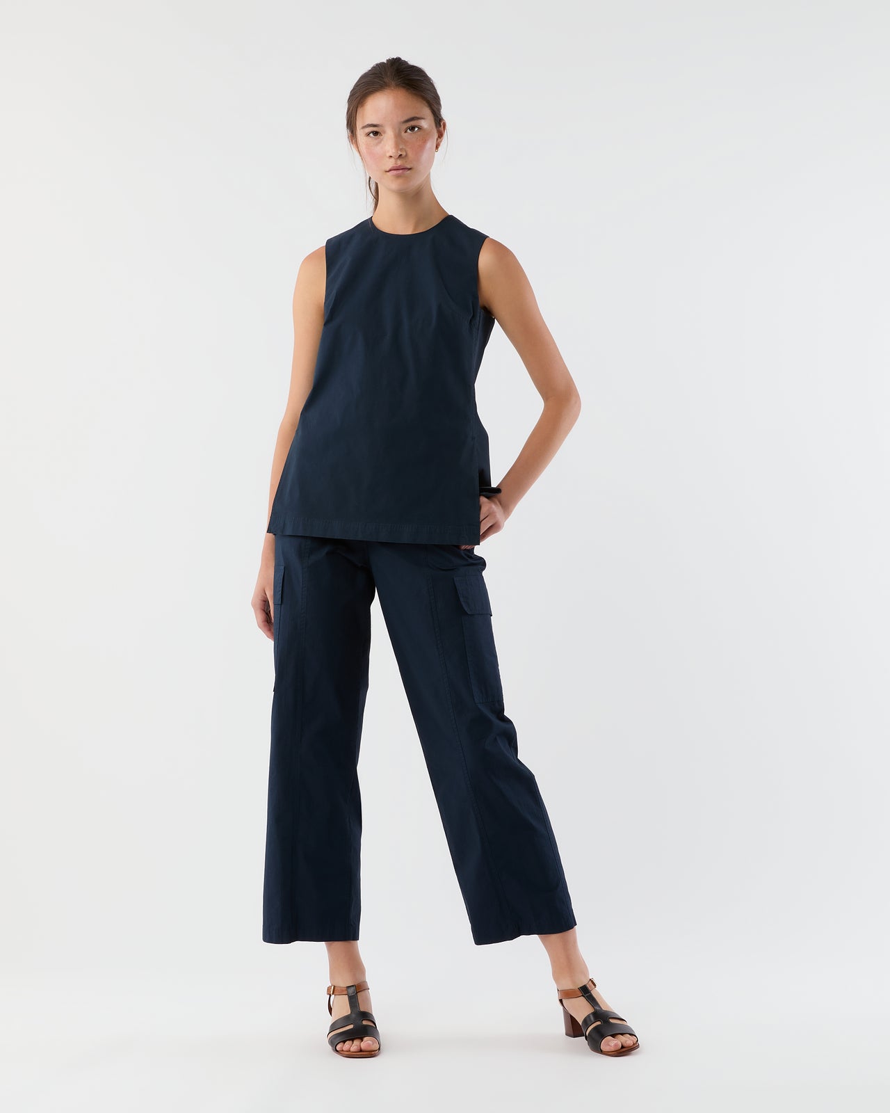 Jo Tunic in Navy Paperweight Stretch Poplin