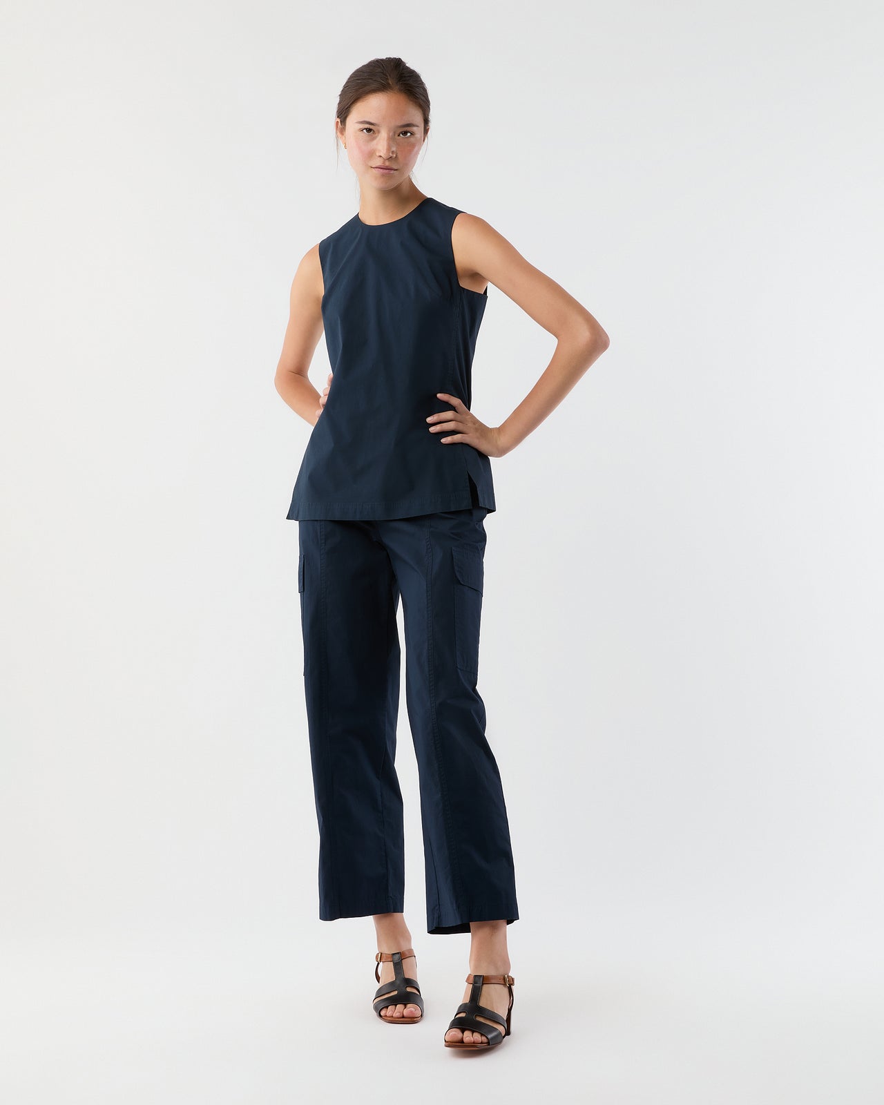 Jo Tunic in Navy Paperweight Stretch Poplin