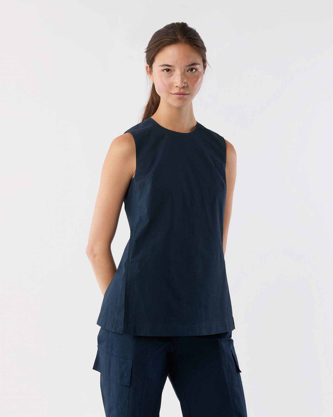 Jo Tunic in Navy Paperweight Stretch Poplin