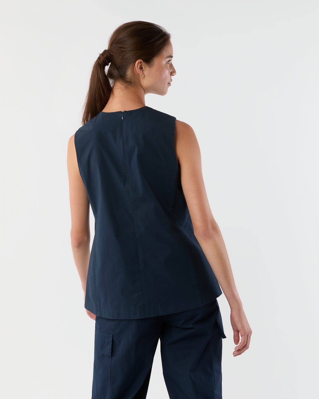 Jo Tunic in Navy Paperweight Stretch Poplin