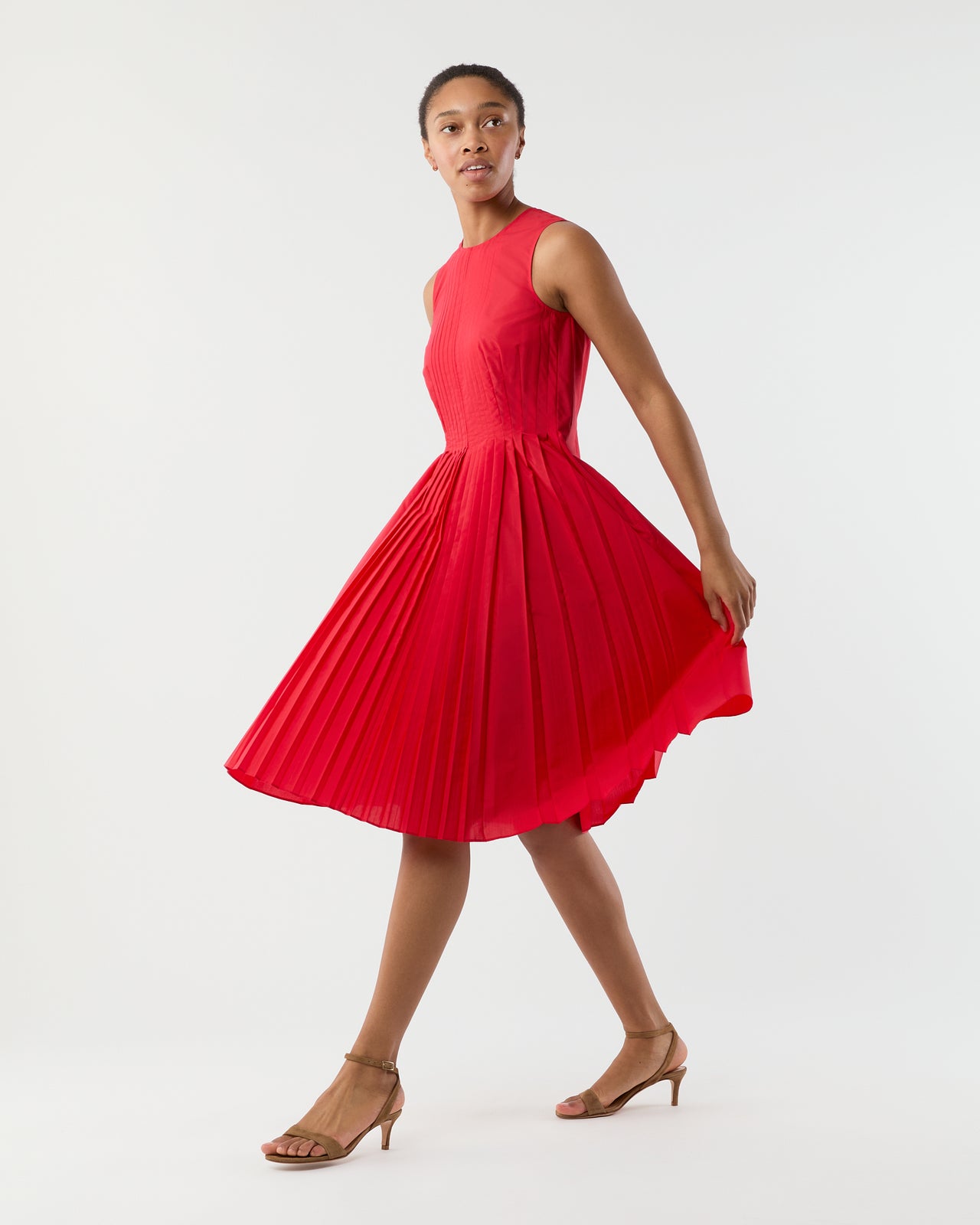 Joelle Dress in Red Lightweight Poplin