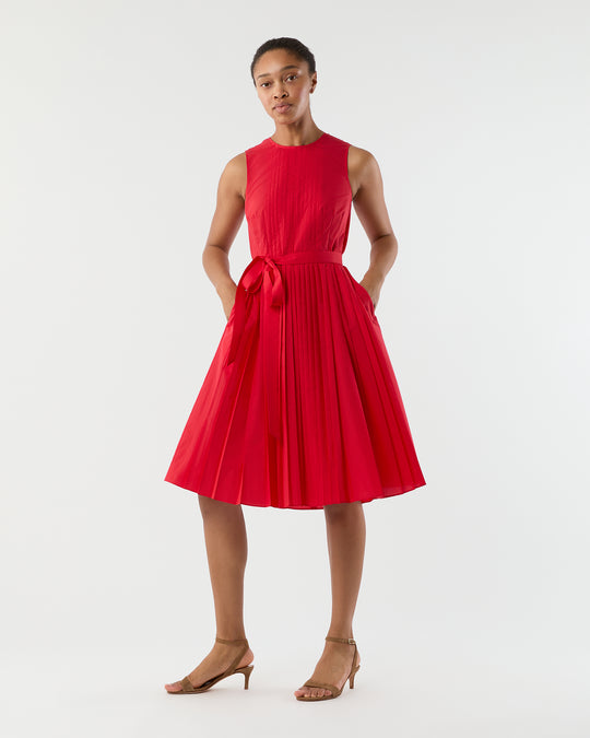 Joelle Dress in Red Lightweight Poplin
