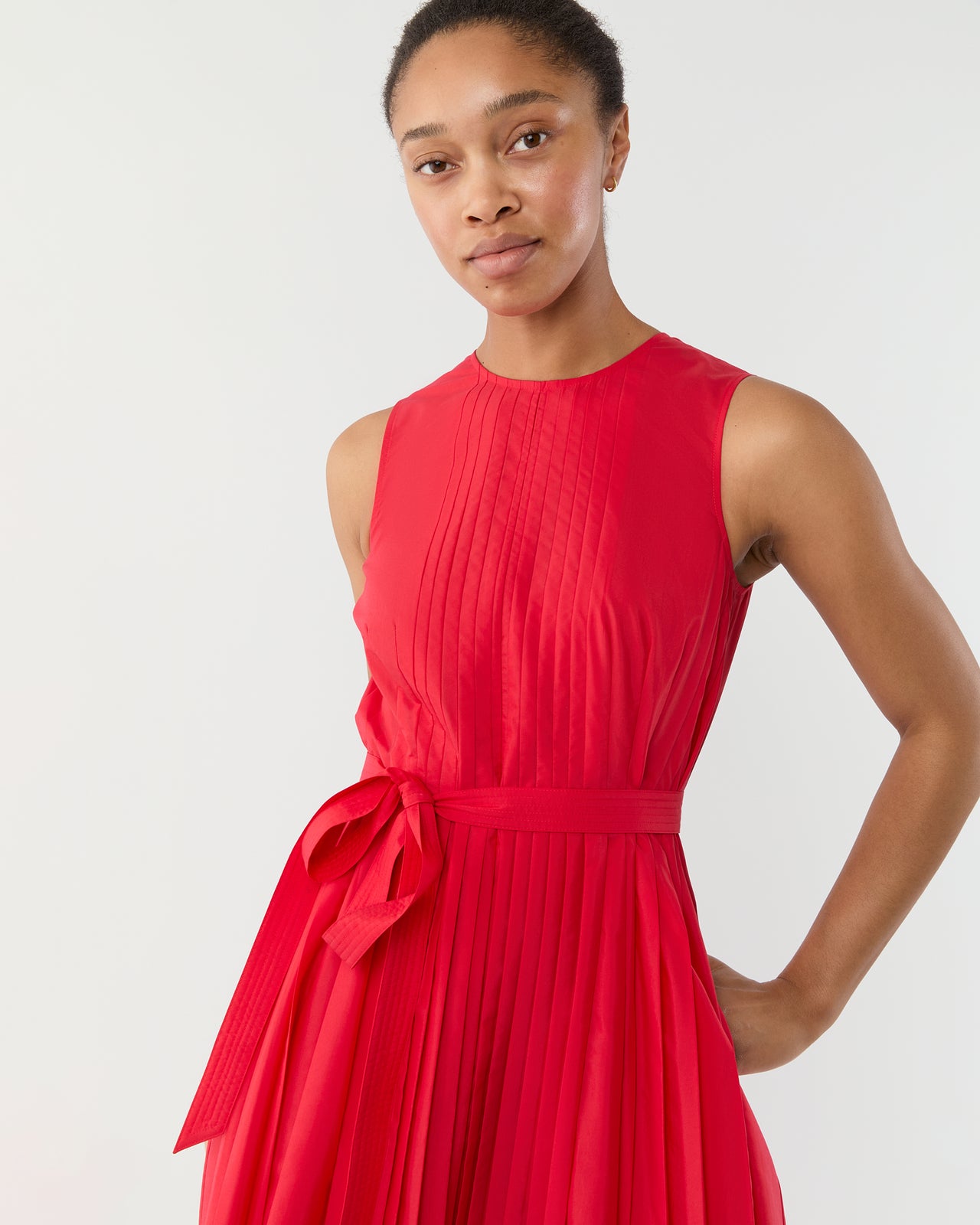 Joelle Dress in Red Lightweight Poplin