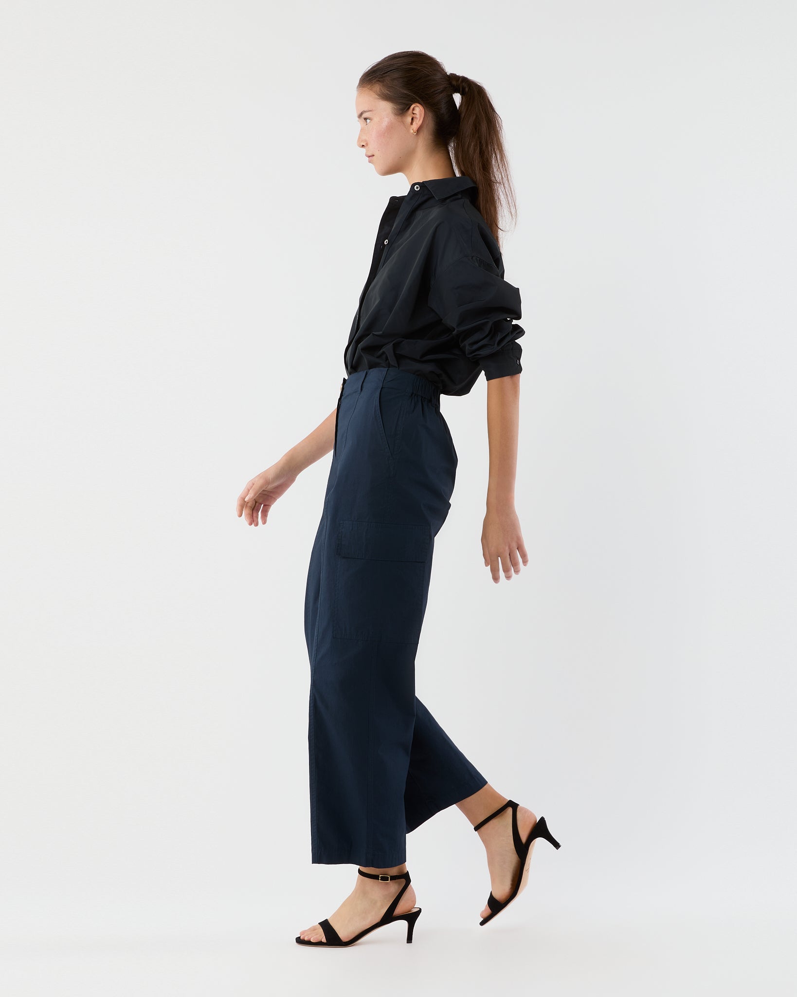Rory Cargo Pant in Navy Paperweight Stretch Poplin